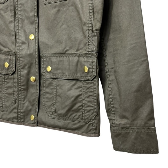 J. Crew Resin-Coated Twill Field Jacket, Moss, XXS - Picture 3 of 9